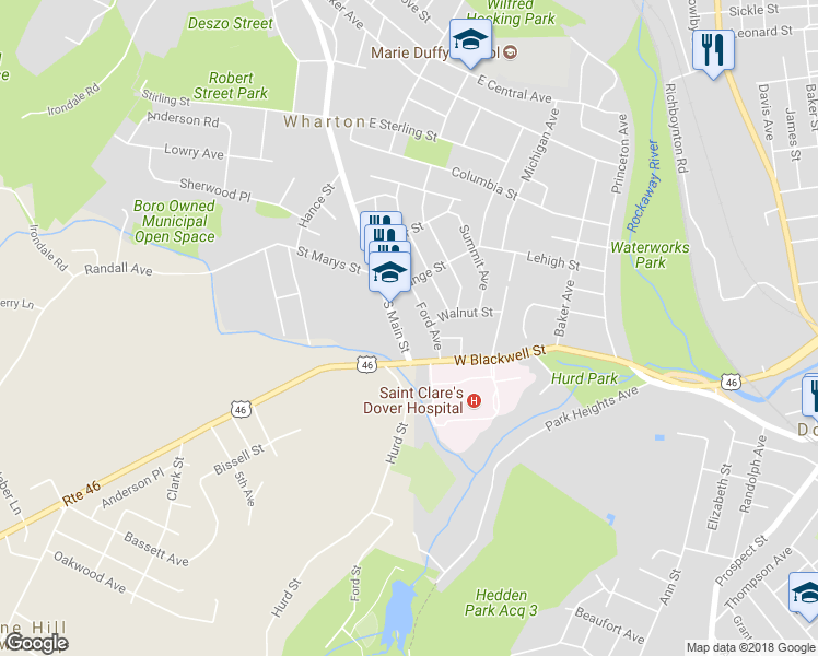 map of restaurants, bars, coffee shops, grocery stores, and more near 368 South Main Street in Wharton