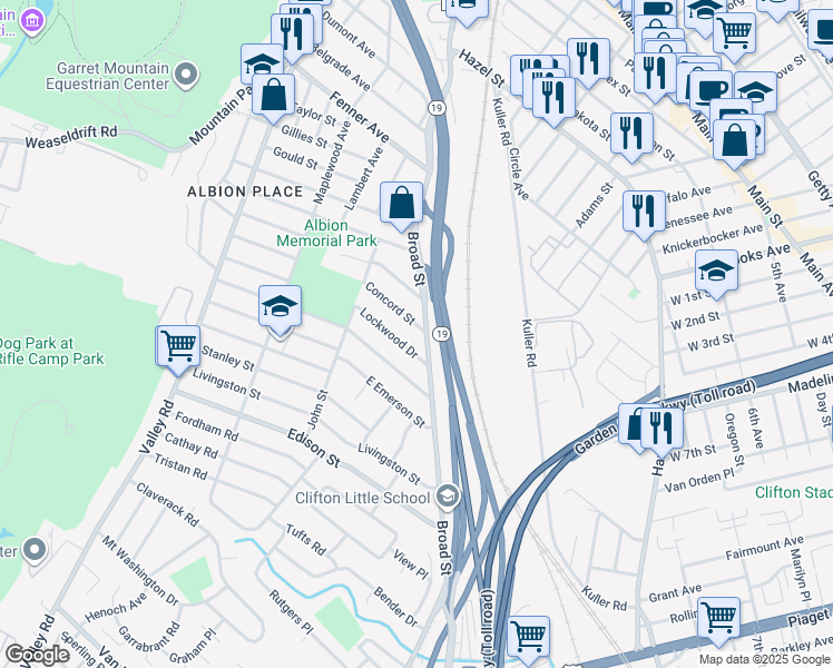 map of restaurants, bars, coffee shops, grocery stores, and more near 5 Concord Street in Clifton