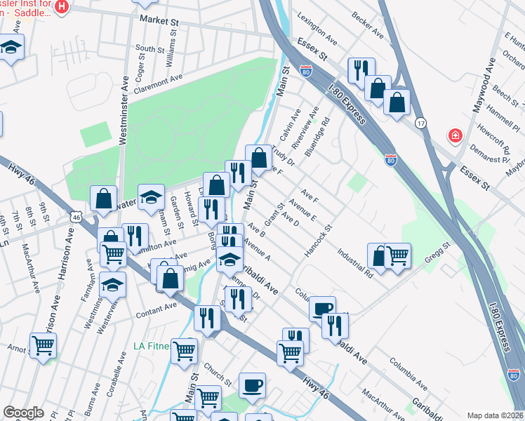 map of restaurants, bars, coffee shops, grocery stores, and more near 16 Avenue C in Lodi