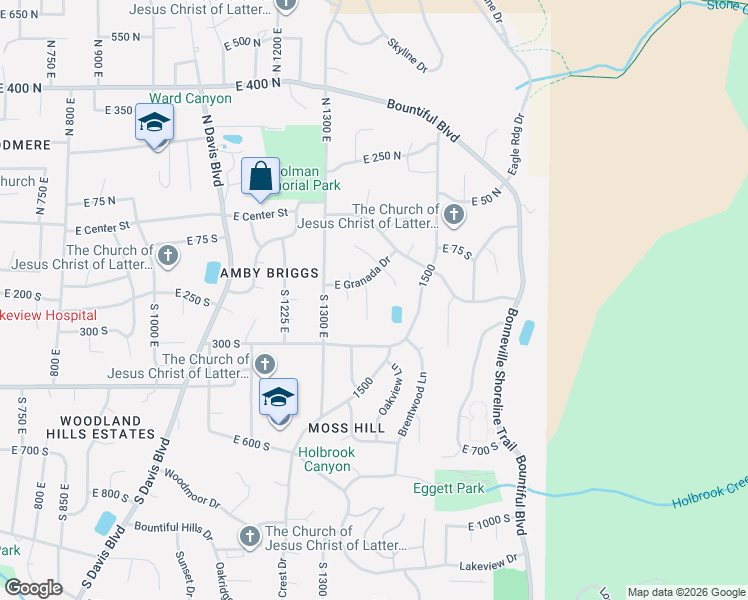 map of restaurants, bars, coffee shops, grocery stores, and more near 231 South 1375 East in Bountiful
