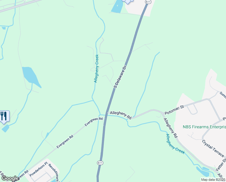map of restaurants, bars, coffee shops, grocery stores, and more near 1640 South Delaware Drive in Mount Bethel