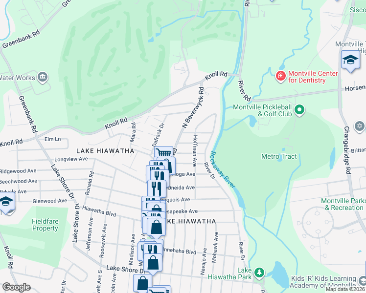 map of restaurants, bars, coffee shops, grocery stores, and more near 2 Oswego Avenue in Parsippany-Troy Hills