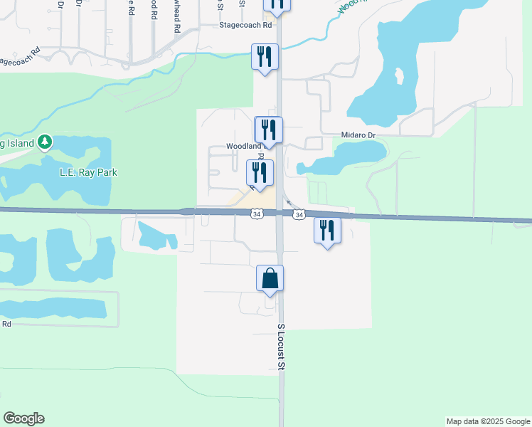 map of restaurants, bars, coffee shops, grocery stores, and more near 159 West Husker Highway in Grand Island