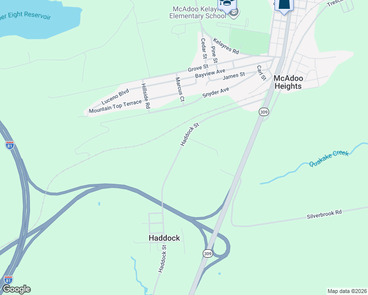 map of restaurants, bars, coffee shops, grocery stores, and more near 99 Haddock Street in McAdoo