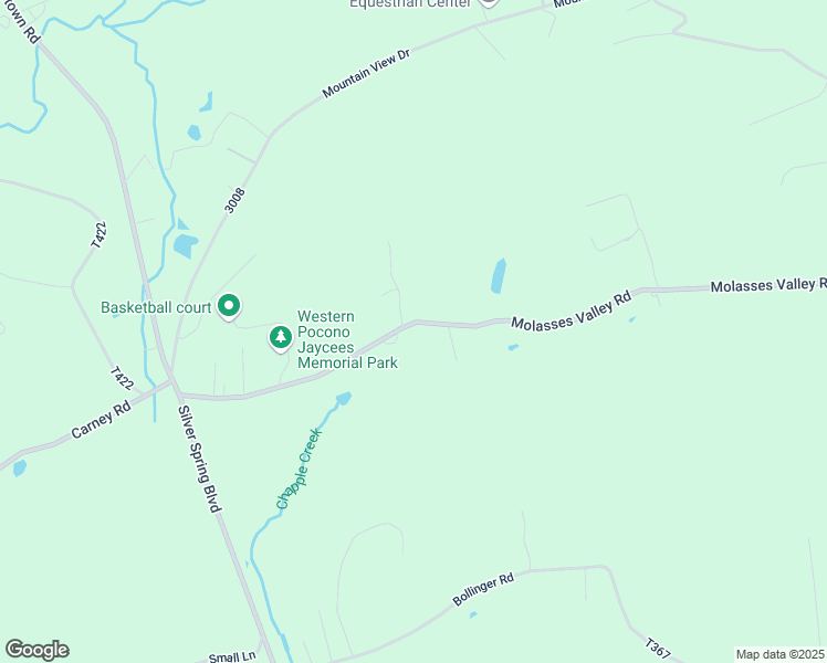 map of restaurants, bars, coffee shops, grocery stores, and more near 987 Molasses Valley Road in Kunkletown