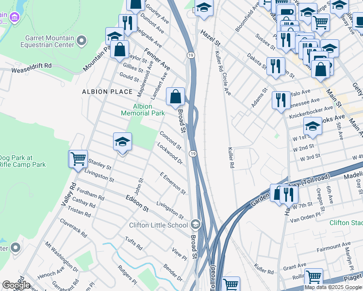 map of restaurants, bars, coffee shops, grocery stores, and more near 5 Concord Street in Clifton