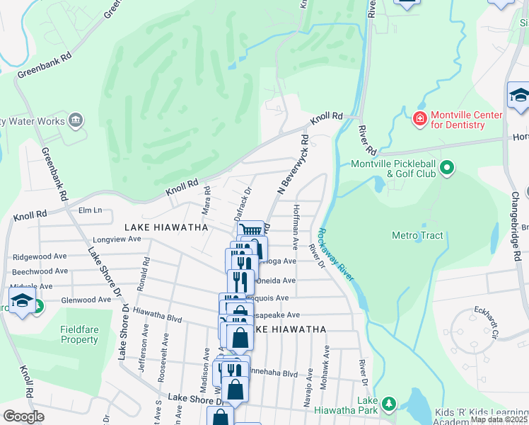 map of restaurants, bars, coffee shops, grocery stores, and more near 199A North Beverwyck Road in Parsippany-Troy Hills