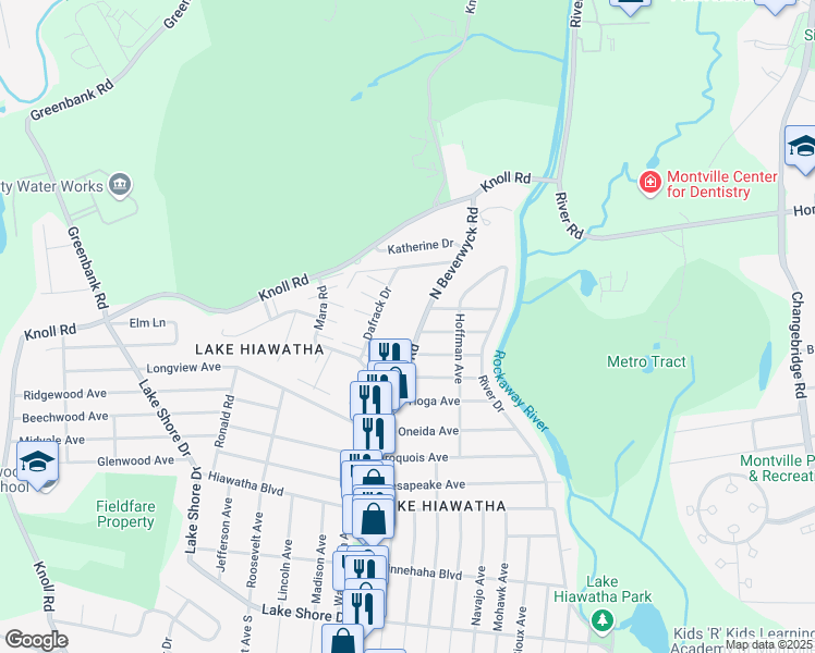map of restaurants, bars, coffee shops, grocery stores, and more near 199A North Beverwyck Road in Parsippany-Troy Hills