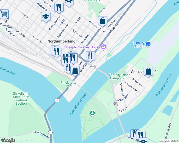 map of restaurants, bars, coffee shops, grocery stores, and more near 2 Wheatley Avenue in Northumberland