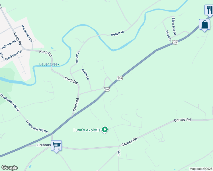map of restaurants, bars, coffee shops, grocery stores, and more near Pohopoco Drive North in Monroe