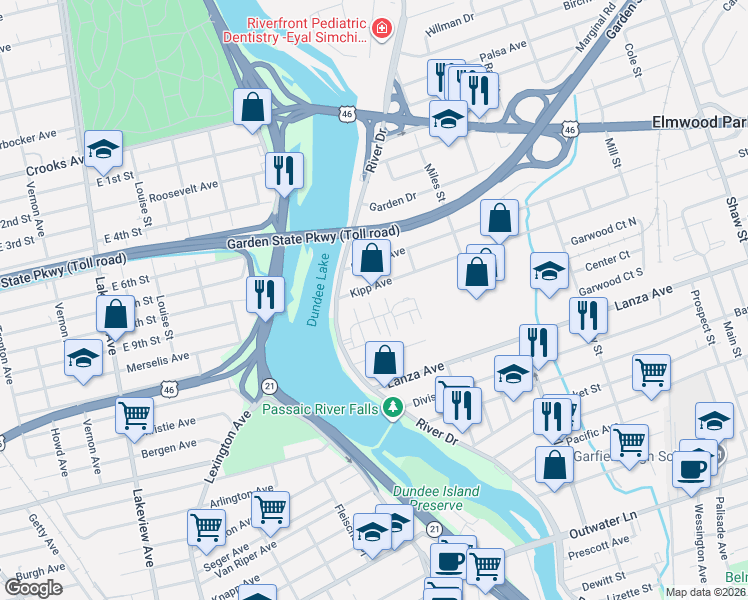 map of restaurants, bars, coffee shops, grocery stores, and more near 28 Holly Lane in Garfield