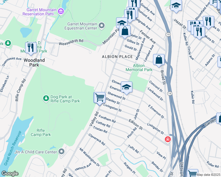 map of restaurants, bars, coffee shops, grocery stores, and more near 93 Sherwood Street in Clifton