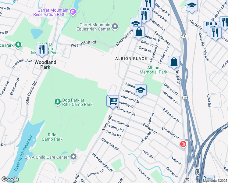 map of restaurants, bars, coffee shops, grocery stores, and more near 4 Skyview Terrace in Clifton