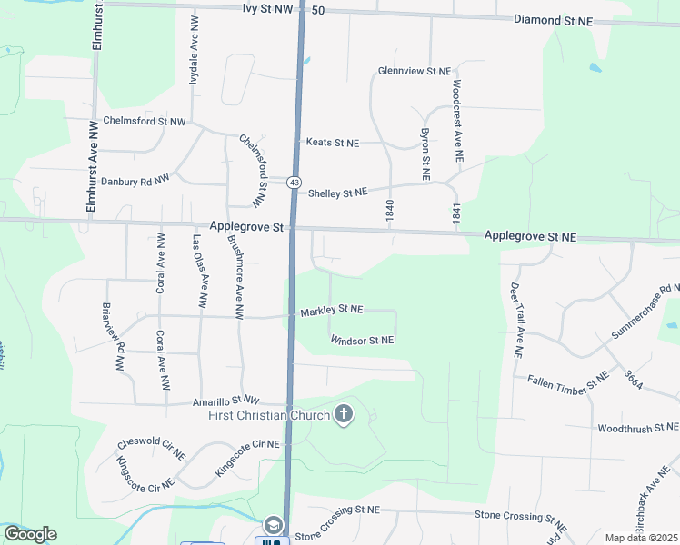 map of restaurants, bars, coffee shops, grocery stores, and more near 7314 Beverly Avenue Northeast in Canton