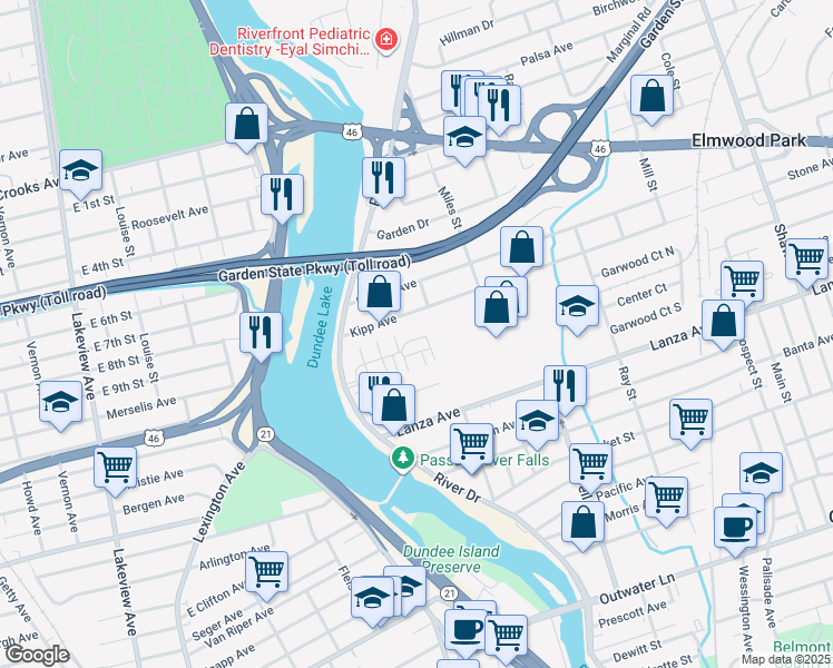 map of restaurants, bars, coffee shops, grocery stores, and more near 600 Autumn Lane in Garfield