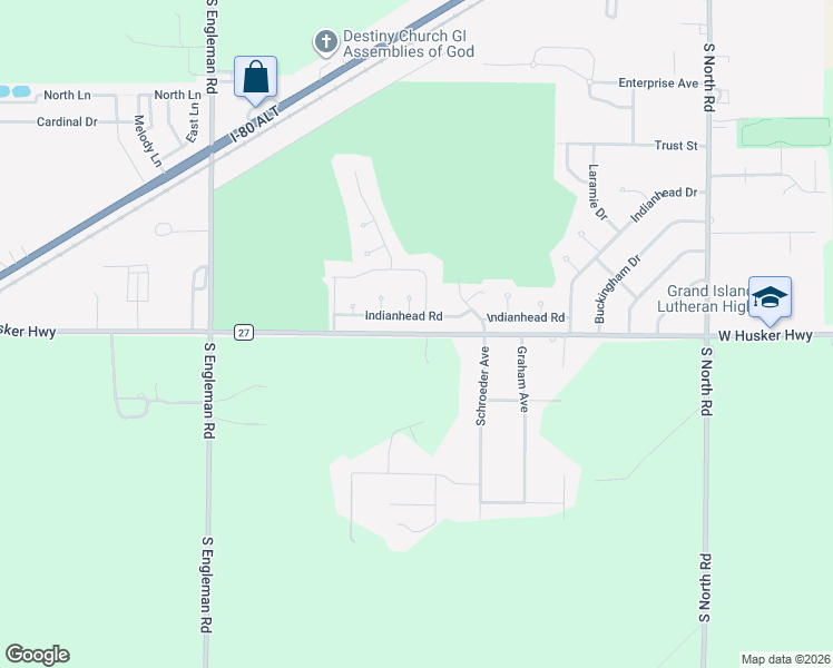 map of restaurants, bars, coffee shops, grocery stores, and more near 4218 West Husker Highway in Grand Island