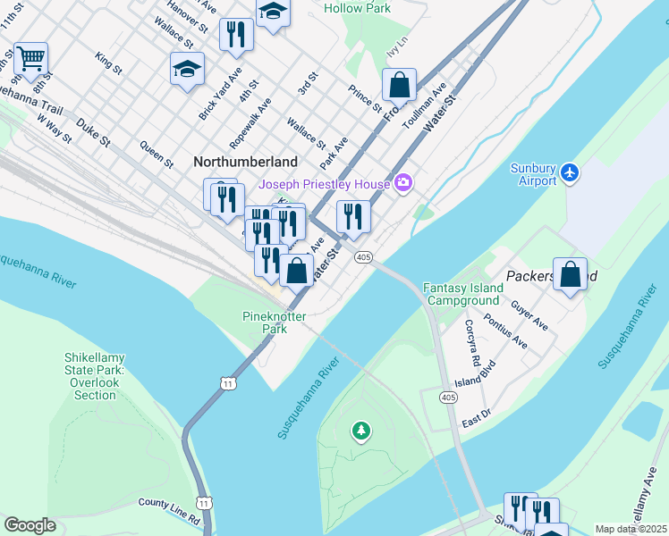 map of restaurants, bars, coffee shops, grocery stores, and more near 1-49 King St in Northumberland