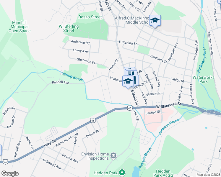 map of restaurants, bars, coffee shops, grocery stores, and more near 90 Garden Avenue in Wharton