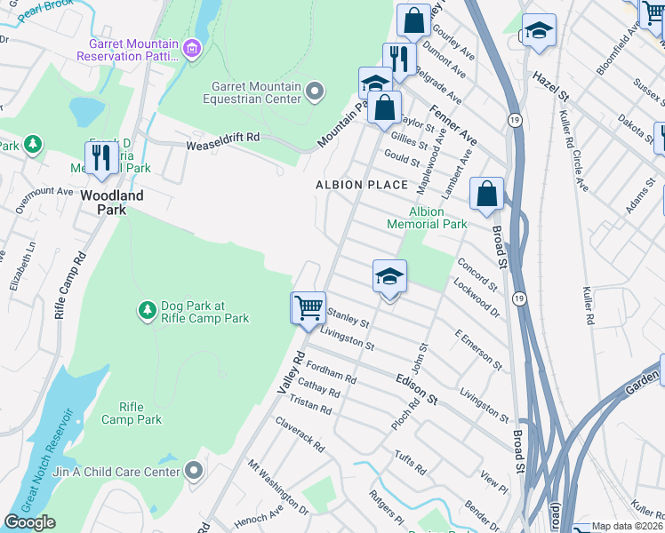 map of restaurants, bars, coffee shops, grocery stores, and more near 205 Elmwood Drive in Clifton