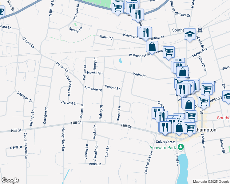 map of restaurants, bars, coffee shops, grocery stores, and more near 36 Cooper Street in Southampton