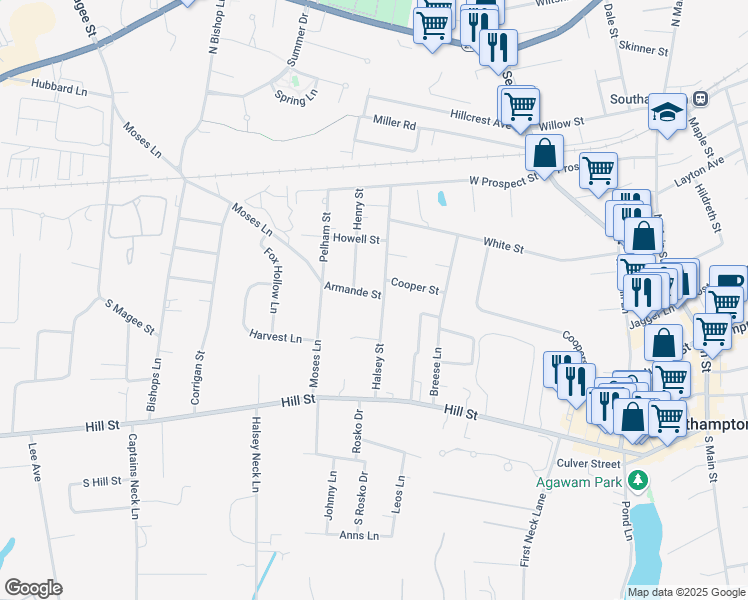 map of restaurants, bars, coffee shops, grocery stores, and more near 16 Armande Street in Southampton