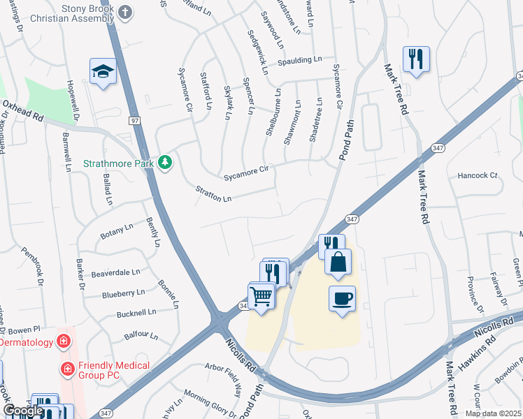 map of restaurants, bars, coffee shops, grocery stores, and more near 4 Galloway Court in Setauket- East Setauket