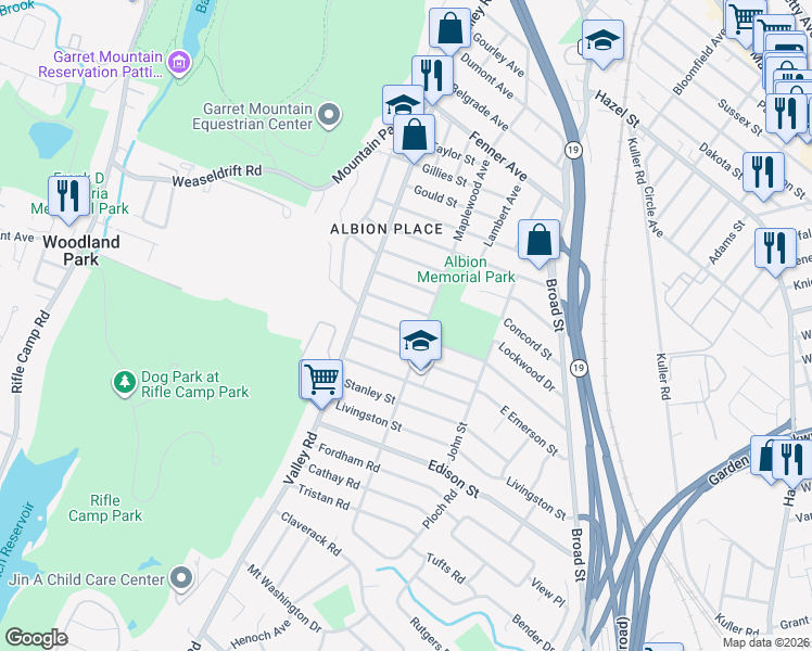 map of restaurants, bars, coffee shops, grocery stores, and more near 166 Elmwood Drive in Clifton