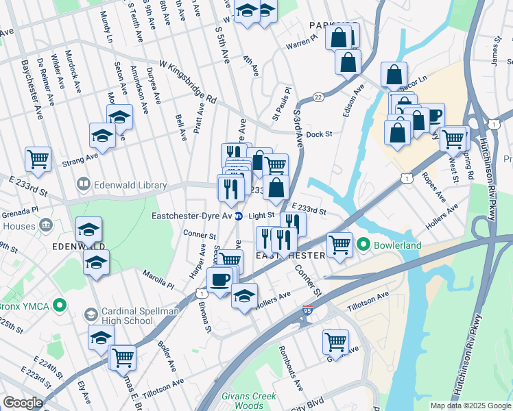 map of restaurants, bars, coffee shops, grocery stores, and more near 3816 Rombouts Avenue in The Bronx