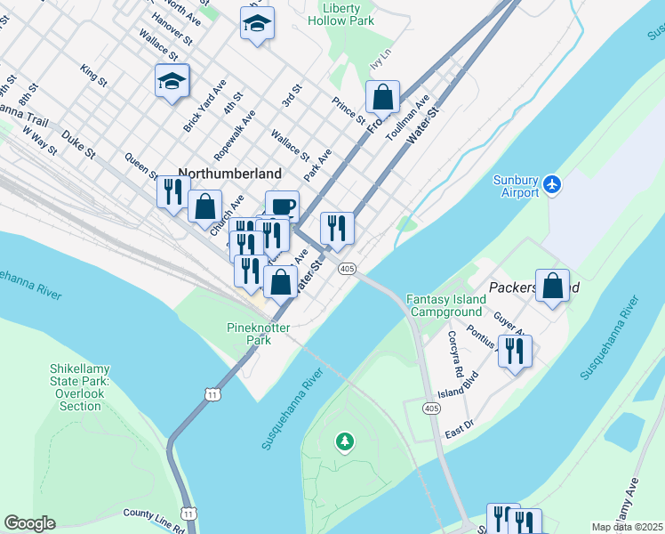 map of restaurants, bars, coffee shops, grocery stores, and more near 1-49 King St in Northumberland