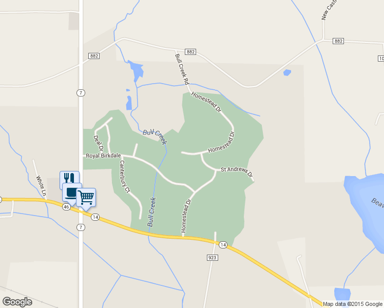 map of restaurants, bars, coffee shops, grocery stores, and more near Prestwick Ct in Columbiana