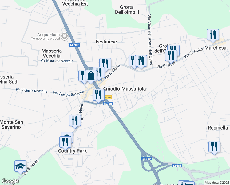 map of restaurants, bars, coffee shops, grocery stores, and more near 795 Via Vicinale Massariola in Amodio-massariola