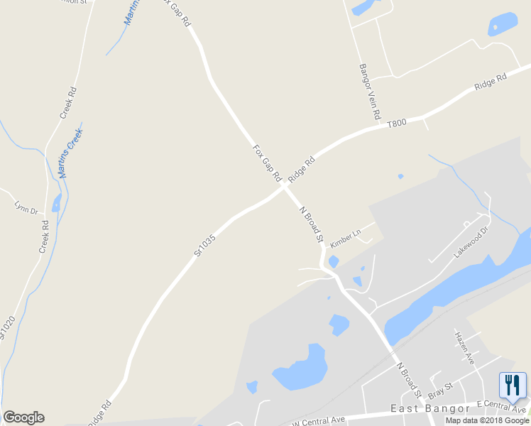 map of restaurants, bars, coffee shops, grocery stores, and more near 707 Ridge Road in Bangor