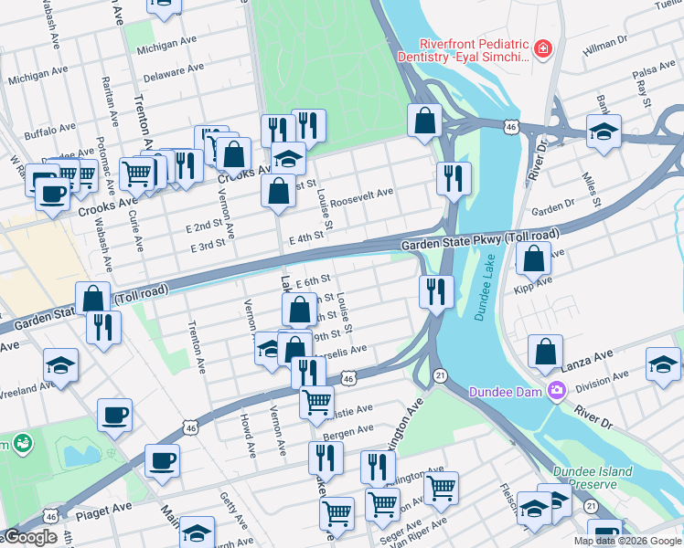 map of restaurants, bars, coffee shops, grocery stores, and more near 81 East 6th Street in Clifton