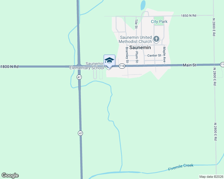 map of restaurants, bars, coffee shops, grocery stores, and more near in Saunemin