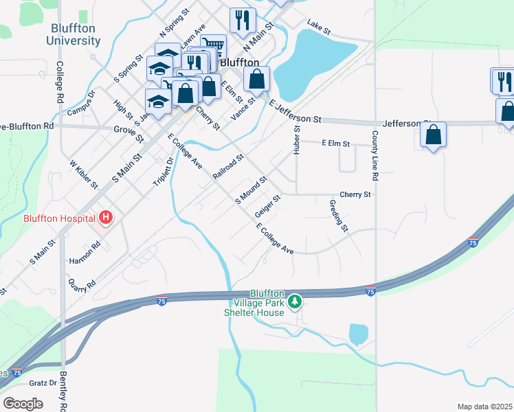 map of restaurants, bars, coffee shops, grocery stores, and more near 144 Geiger St in Bluffton