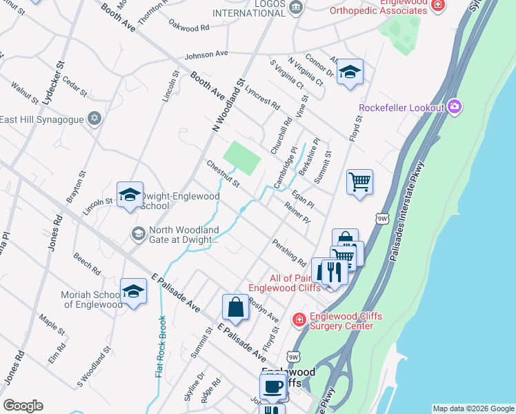 map of restaurants, bars, coffee shops, grocery stores, and more near 160 Chestnut Street in Englewood Cliffs