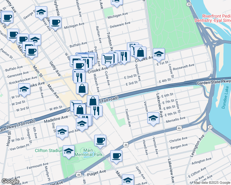 map of restaurants, bars, coffee shops, grocery stores, and more near 310 East 4th Street in Clifton