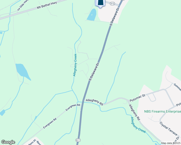 map of restaurants, bars, coffee shops, grocery stores, and more near 1674 South Delaware Drive in Mount Bethel