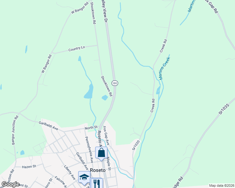 map of restaurants, bars, coffee shops, grocery stores, and more near 1107 Valley View Drive in Bangor
