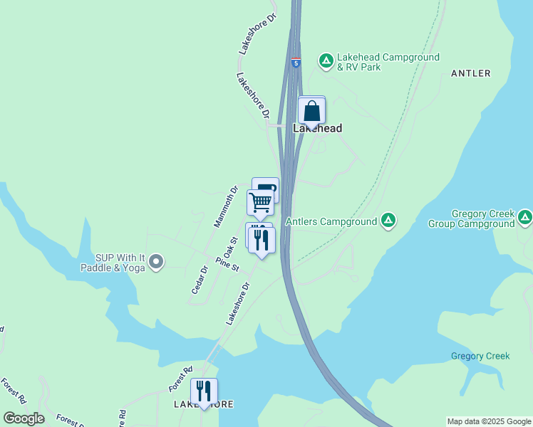 map of restaurants, bars, coffee shops, grocery stores, and more near 20766 Lakeshore Drive in Lakehead-Lakeshore