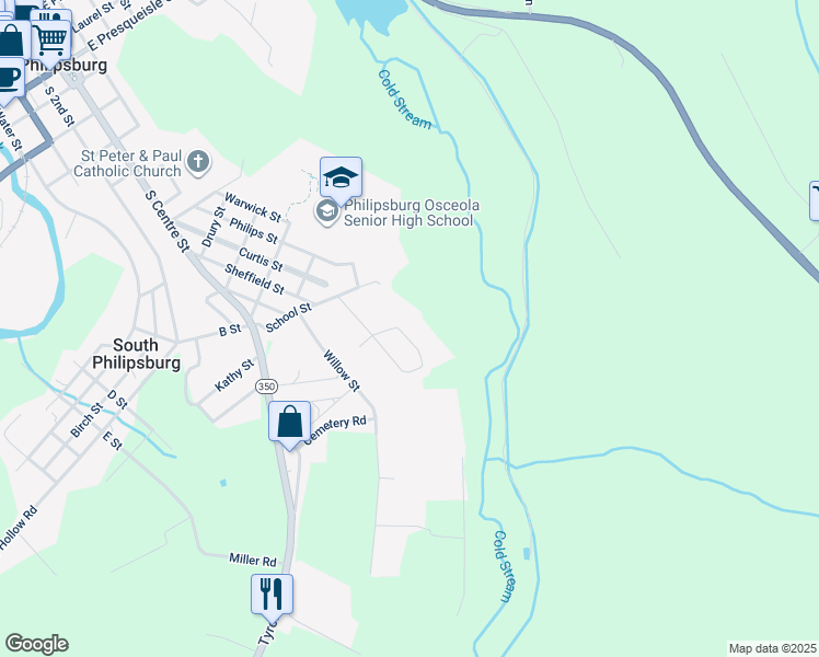 map of restaurants, bars, coffee shops, grocery stores, and more near 703 Scott Street in Philipsburg