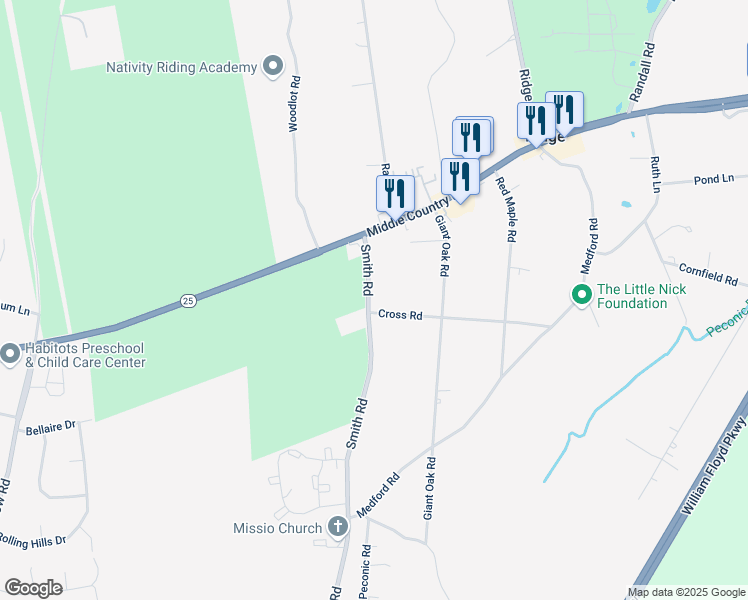 map of restaurants, bars, coffee shops, grocery stores, and more near 17 Smith Road in Ridge