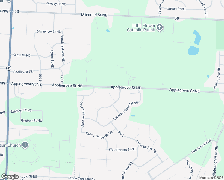 map of restaurants, bars, coffee shops, grocery stores, and more near 7301 Sugarwood Road Northeast in Canton
