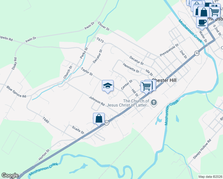 map of restaurants, bars, coffee shops, grocery stores, and more near Short Street in Chester Hill