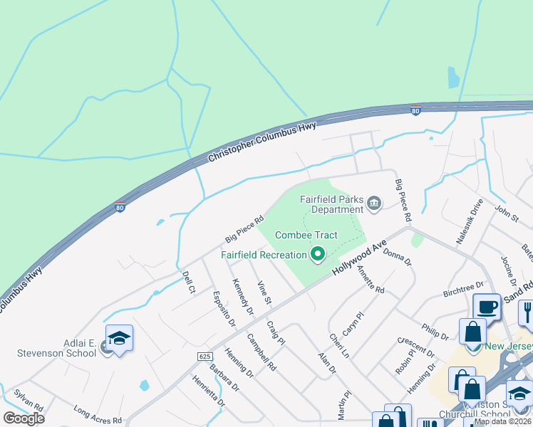 map of restaurants, bars, coffee shops, grocery stores, and more near 269 Big Piece Road in Fairfield