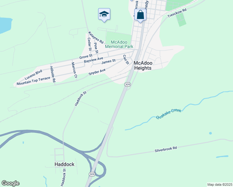 map of restaurants, bars, coffee shops, grocery stores, and more near in McAdoo