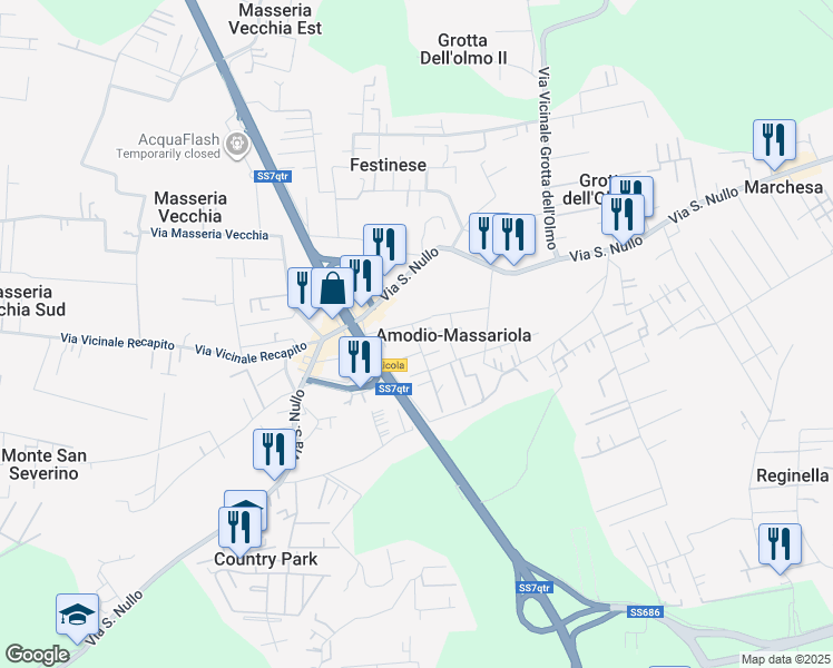 map of restaurants, bars, coffee shops, grocery stores, and more near 795 Via Vicinale Massariola in Amodio-massariola