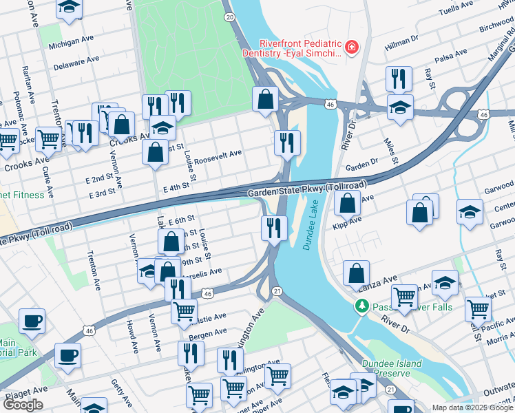 map of restaurants, bars, coffee shops, grocery stores, and more near 13 East 6th Street in Clifton