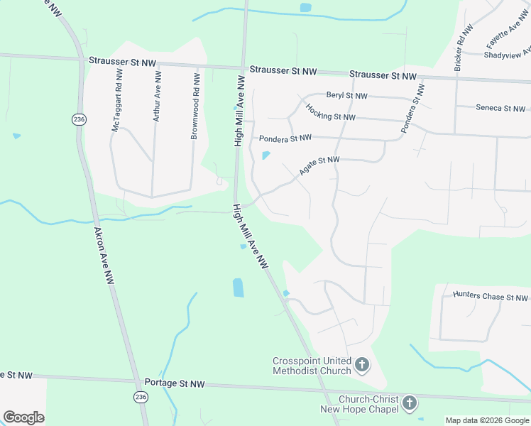 map of restaurants, bars, coffee shops, grocery stores, and more near 7393 Diamondback Avenue Northwest in Canal Fulton