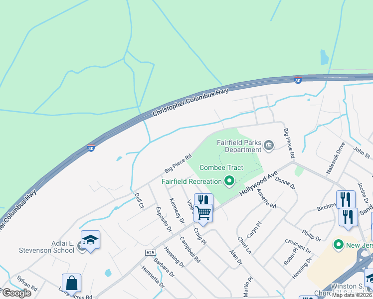 map of restaurants, bars, coffee shops, grocery stores, and more near 269 Big Piece Road in Fairfield
